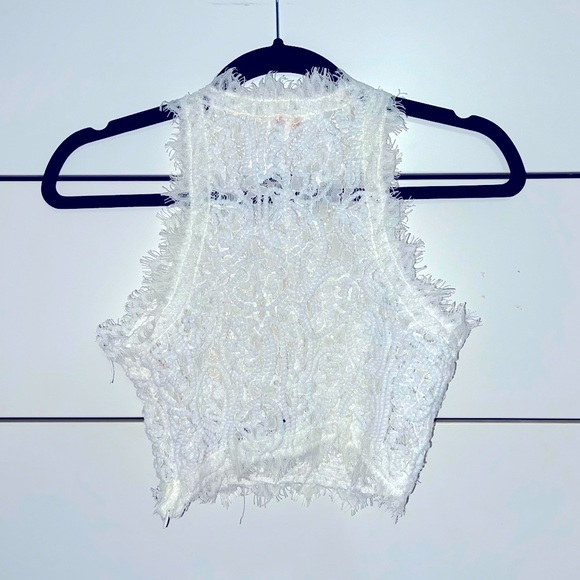 White embroidery mesh with zip on the side - Picture 2 of 2